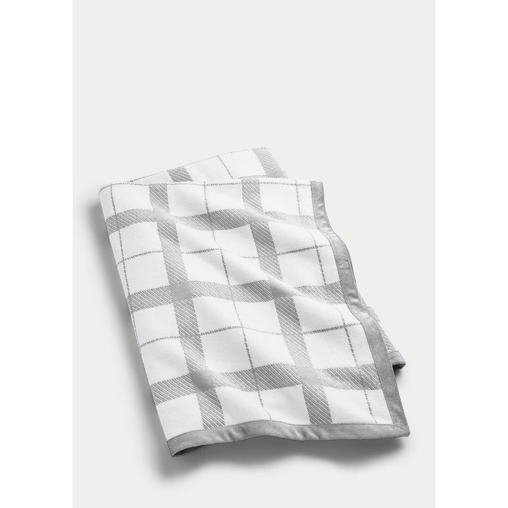 New Polo Ralph Lauren Home Oakwood Throw Grey Ivory Plaid Pony Blanket 50 X 70 - Picture 6 of 8